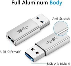 img 3 attached to Electop USB 3.1 Type C Female to USB A Male Adapter (2 Pack) - Data Sync & Charging Capabilities