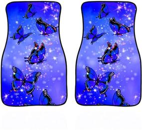 img 2 attached to JEOCODY Bling Blue Butterfly Print 2Pcs Car Floor Mats For Women Car Front Floor Foot Mats Anti-Slip Carpet Fit For Most Cars All Weather Protection Universal Fit