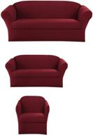 💺 sapphire home 3-piece slipcover set: form-fit stretch, wrinkle-free sofa loveseat couch arm chair protector cover in burgundy logo