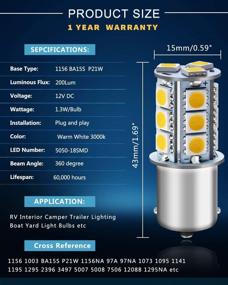 img 3 attached to 🔆 Qoope 10-Pack 3000K Warm White LED Bulbs - 1156 BA15S 1141 1003 1073 7506 - Replacement Lamps for 12V RV Camper Trailer Lighting