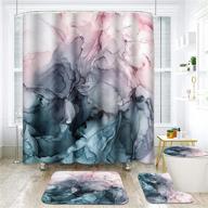 marble pink gold ink liquid macro creative abstract vintage shower curtain set with non-slip rugs toilet lid cover and bath mat - 72x72 inches bathroom decor set logo