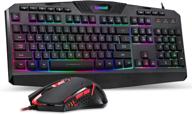 redragon s101 wired gaming keyboard and mouse combo - rgb backlit keyboard with 🎮 multimedia keys, wrist rest, and red backlit mouse - 3200 dpi for windows pc gamers (black) logo