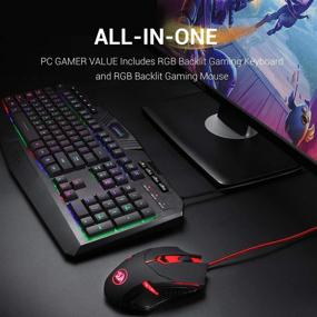 img 3 attached to Redragon S101 Wired Gaming Keyboard and Mouse Combo - RGB Backlit Keyboard with 🎮 Multimedia Keys, Wrist Rest, and Red Backlit Mouse - 3200 DPI for Windows PC Gamers (Black)