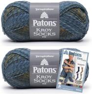 🧦 stay stylish and warm: patons kroy socks fx yarn, 2-pack in deep sea colors - includes pattern! logo
