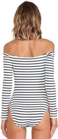 img 1 attached to 👗 Budget-Friendly Cotton Women's Stripe Shoulderless Leotard: A Must-Have in Women's Clothing