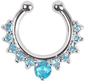 img 1 attached to 💎 Sparkling 6pcs Rhinestone Fake Septum Clicker Nose Rings - Non-Piercing Hanger Clip Body Jewelry