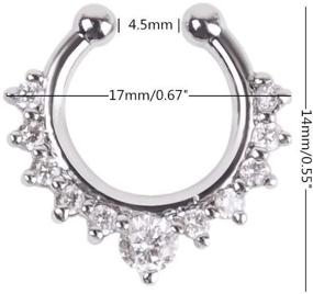 img 3 attached to 💎 Sparkling 6pcs Rhinestone Fake Septum Clicker Nose Rings - Non-Piercing Hanger Clip Body Jewelry