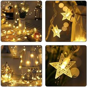 img 1 attached to 🌟 Merdeco Star String Lights - 16ft/5m Plug in Warm White Fairy Lights with 50 LEDs for Indoor and Outdoor Christmas, Wedding, and Party Decorations