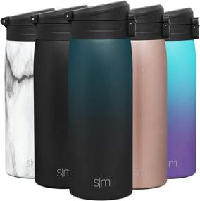 img 4 attached to ☕ Stainless Steel Insulated Travel Mug - Simple Modern Kona Thermos Coffee Cup Tumbler with Flip Lid, 16oz, Ombre: Moonlight