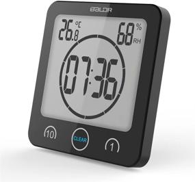 img 3 attached to ⏰ Wake Up with BALDR Bathroom LCD Waterproof Shower Clock, Black - Stylish and Durable!