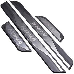 img 4 attached to MTAWD Stainless Steel Car Door Sill Scuff Plate Kick Pedal Protectors for Hyundai KONA 2018-2020 - Durable Protection for Your Vehicle's Entryway