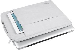 img 3 attached to 📚 Кожанный чехол Kogzzen для ноутбука 11-12 дюймов - Совместим с MacBook Air 11.6 дюймов / MacBook 12"/ Surface Pro, Ударопрочная сумка для планшета для Chromebook Dell Samsung HP Acer Asus - Светло-серый.