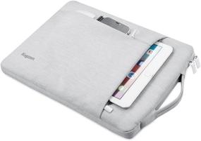 img 2 attached to 📚 Кожанный чехол Kogzzen для ноутбука 11-12 дюймов - Совместим с MacBook Air 11.6 дюймов / MacBook 12"/ Surface Pro, Ударопрочная сумка для планшета для Chromebook Dell Samsung HP Acer Asus - Светло-серый.