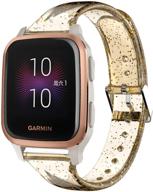 🌟 enhance your garmin venu sq with youkei glitter clear silicone sports straps in rose gold logo