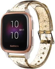 img 3 attached to 🌟 Enhance Your Garmin Venu Sq with Youkei Glitter Clear Silicone Sports Straps in Rose Gold