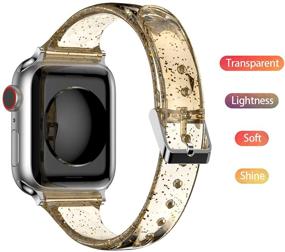 img 1 attached to 🌟 Enhance Your Garmin Venu Sq with Youkei Glitter Clear Silicone Sports Straps in Rose Gold