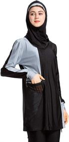 img 4 attached to 👙 XDXART Islamic Swimsuit Gradient Burkini: Stylish Women's Clothing for Modest Swimsuits & Cover Ups