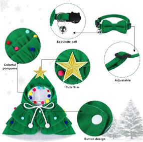 img 2 attached to Pedgot Pet Christmas Costume: Festive Green Cat Santa Cape with Hat, Puppy Xmas Cloak, Star and Pompoms - Ideal for Cats and Small to Medium Sized Dogs!