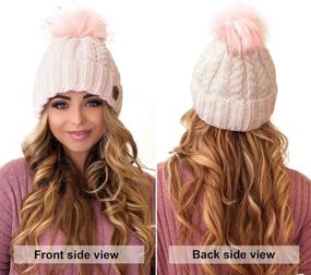 img 2 attached to Stay cozy this winter with Braxton 🧣 Knit Hat for Women - Pom Cable Fleece Beanie