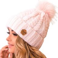 stay cozy this winter with braxton 🧣 knit hat for women - pom cable fleece beanie logo