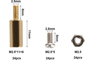 img 2 attached to 🔧 HanTof RPi 3 Model B+ Standoffs Pack - 24 Pieces/LoT M2.5 (11mm Body + 6mm Screw) Hexagonal Brass Standoff Cylinder + Screw + Nut Kits - Suitable for Raspberry Pi 3 B Plus/3B/2B/B+/A+ Hats