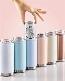 img 2 attached to Glitter Black Maars Skinny Can Cooler - Slim Beer &amp; 🍺 Hard Seltzer Holder, 12oz Stainless Steel Sleeve, Double Wall Vacuum Insulated Drink Holder