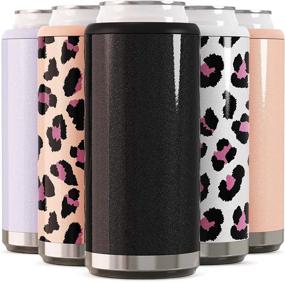 img 4 attached to Glitter Black Maars Skinny Can Cooler - Slim Beer &amp; 🍺 Hard Seltzer Holder, 12oz Stainless Steel Sleeve, Double Wall Vacuum Insulated Drink Holder