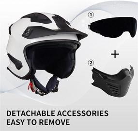 img 3 attached to Auboa 3/4 Open Face Helmet Motorcycle Half Helmet Men Women With Chin Guard For ATV Motocross Chopper Cruiser Scooter DOT(White