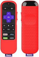 🔴 red silicone remote case cover for roku express, streaming stick & voice remote - anti slip, shockproof protection logo