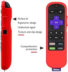 img 2 attached to 🔴 Red Silicone Remote Case Cover for Roku Express, Streaming Stick & Voice Remote - Anti Slip, Shockproof Protection