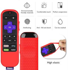 img 1 attached to 🔴 Red Silicone Remote Case Cover for Roku Express, Streaming Stick & Voice Remote - Anti Slip, Shockproof Protection