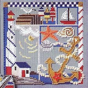 img 1 attached to 🏖️ Seaside Sampler Beaded Counted Cross Stitch Kit: Mill Hill MH147105 Buttons & Beads 2007 Spring - Ideal for Summer-Themed Crafts