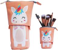 monet studios telescopic slidable unicorn case for stationery, pencils, pens, makeup, iphone/android phones, and gadget accessories - rose pink logo