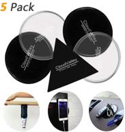 📱 super sticky gripping pads: 5 pack reusable silicone gel pads for holding cell phones, sunglasses, coins, speakers, desktop, kitchen cabinets & more - durable, washable cell pad [black] logo