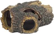 🏰 uniclife resin betta log aquarium decorations - hollow tree trunk fish house cave ornament, wood house decor for medium/large fish tank logo