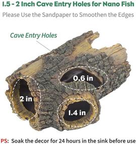 img 2 attached to 🏰 Uniclife Resin Betta Log Aquarium Decorations - Hollow Tree Trunk Fish House Cave Ornament, Wood House Decor for Medium/Large Fish Tank