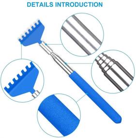 img 2 attached to 🖐️ 2 Pack Portable Extendable Back Scratcher: Stainless Steel Telescoping Tool with Carrying Bag - Blue Bliss