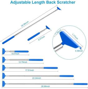 img 3 attached to 🖐️ 2 Pack Portable Extendable Back Scratcher: Stainless Steel Telescoping Tool with Carrying Bag - Blue Bliss