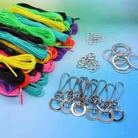 img 3 attached to 420 FT Gimp String Kit: Plastic Lacing Cord for Bracelet and Keychain Making, Craft Plastic Lace Set with Mask Lanyard, Friendship Crafts Bundle Including 20 Key Rings and 10 Clasps