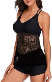 img 2 attached to MISSVOG Women Crochet Tankini Swimsuit Women's Clothing