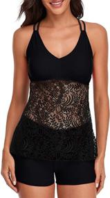 img 4 attached to MISSVOG Women Crochet Tankini Swimsuit Women's Clothing