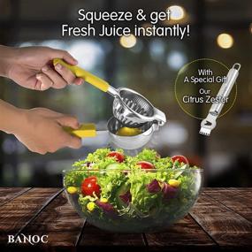 img 3 attached to 🍋 Stainless Steel Lemon Squeezer - Heavy Duty Manual Press for Lemons and Oranges - Extra-Large Citrus Press with Gift of Lemon Zest Grater - Anti-Slip Silicone Handle - Yellow