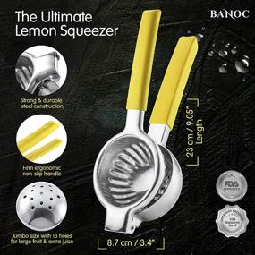 img 2 attached to 🍋 Stainless Steel Lemon Squeezer - Heavy Duty Manual Press for Lemons and Oranges - Extra-Large Citrus Press with Gift of Lemon Zest Grater - Anti-Slip Silicone Handle - Yellow