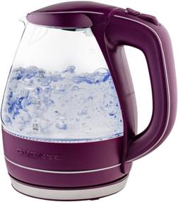 img 4 attached to 🍵 Ovente Portable Electric Glass Kettle 1.5L - Blue LED Light, Stainless Steel Base | Fast Heating Countertop Tea Maker, Hot Water Boiler with Auto Shut-Off & Boil Dry Protection - Purple KG83P