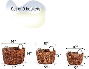 img 3 attached to 🧺 Stylish Round Hyacinth Baskets with Stainless Steel Handles - Rich Chocolate Finish by Trademark Innovations: Set of 3