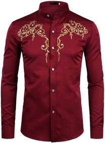 img 4 attached to 👔 ZEROYAA Hipster Design Embroidered Mandarin Men's Shirts: Stylish and Trendy Clothing for Modern Individuals