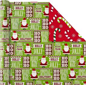 img 2 attached to 🎁 Hallmark Reversible Christmas Wrapping Paper Bundle for Kids - Santa, Trees, Red, Blue, Green (4-Pack, 150 sq. ft. ttl.): A Festive Surprise for Young Ones!