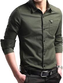 img 4 attached to XTAPAN Men's Casual 👕 Button Pocket Shirt Sleeve Clothing