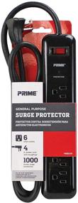 img 1 attached to PB802225 Prime Wire 6-Outlet Surge Protector 🔌 for Household Electronics - 14/3 SJT Cord, 4-Feet Length