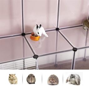 img 2 attached to 🐹 SONGMICS ULPC004W01: Premium Guinea Pig Playpen with Ramp & Stairs, Indoor Rabbit Run Hutch Cage - Large, DIY Plastic Modular Fence for Hamster & Small Animals, White